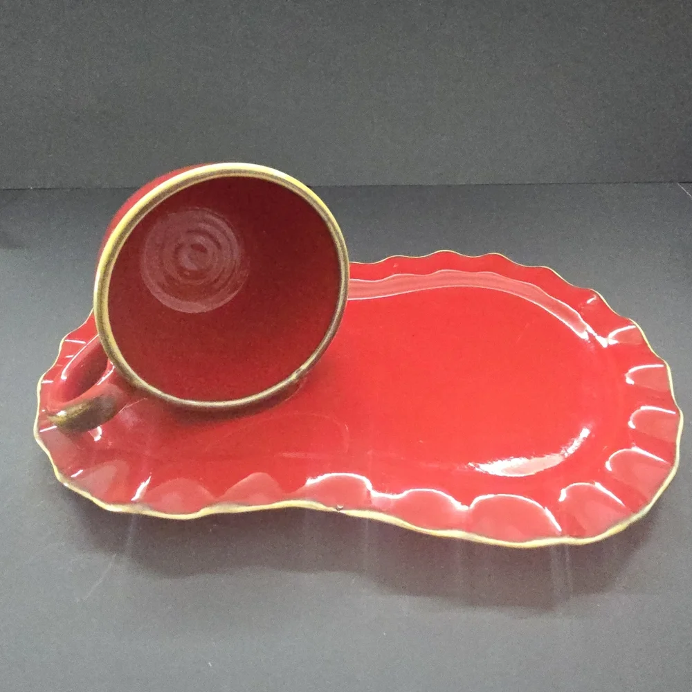 Rare Sur La Tab Breakfast Tray/Plates Red Santa Plate Made in Italy 12” Platter